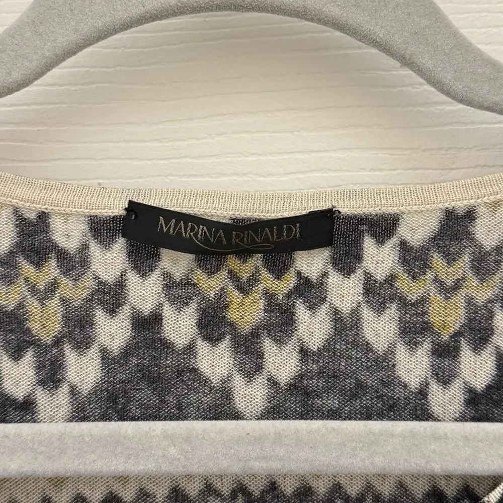 Marina Rinaldi Mulberry Silk Cashmere Blend Fair Isle Print Sweater Size Small